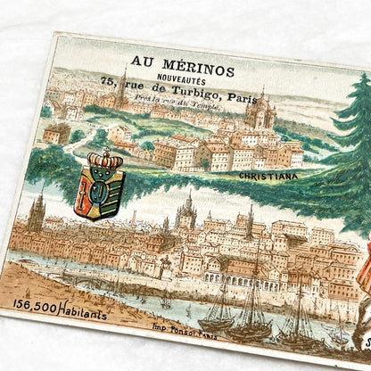 Late 19th - 2 Parisian Advertising Cards - Novelty Store - Fashion - Paris - Christiania - Stockholm - Vintage Ephemera - Collectible Ads