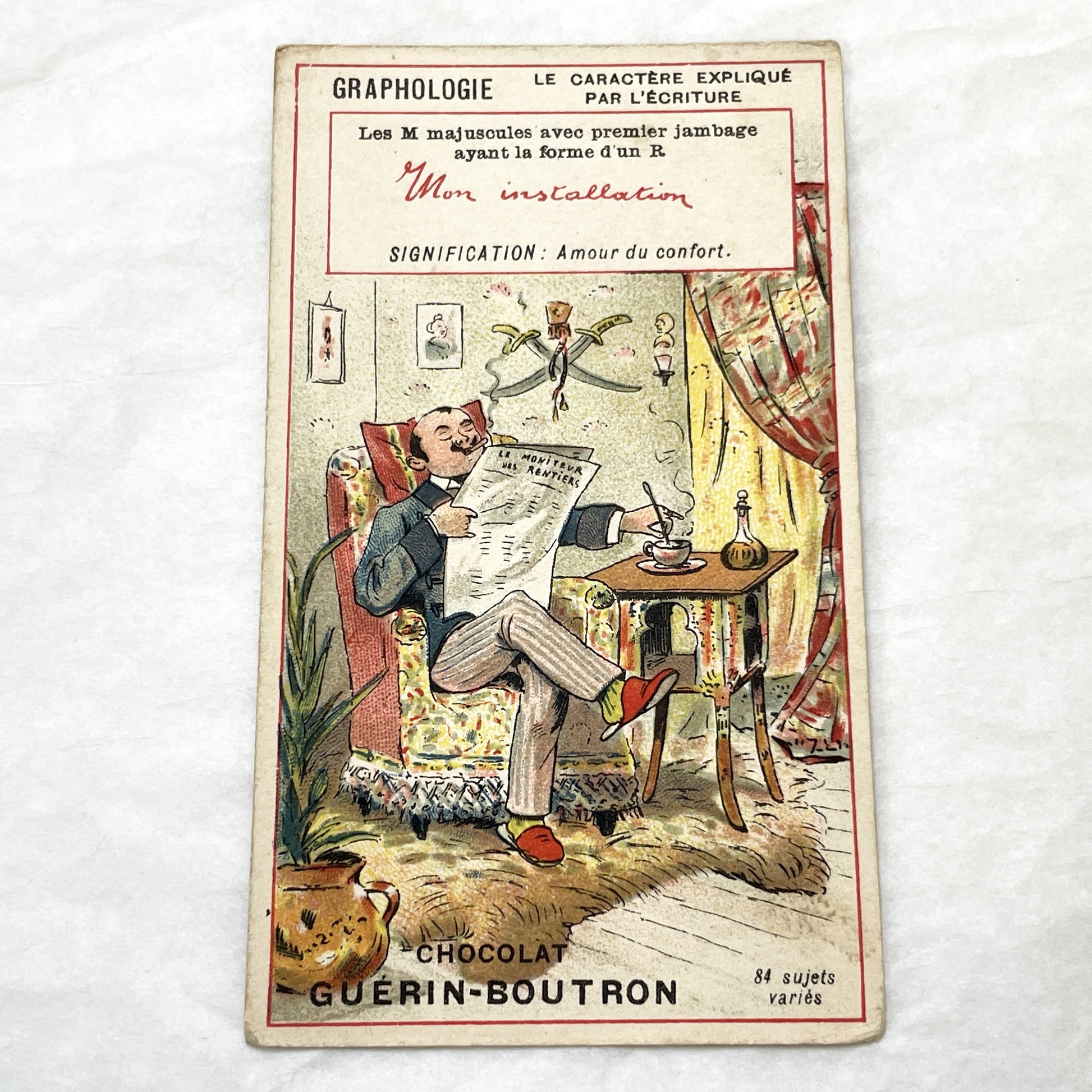 1900s - 3 French Graphology Advertising Cards - Chocolat Guérin-Boutron Collectibles - Vintage Illustrated Trade Cards for Journals