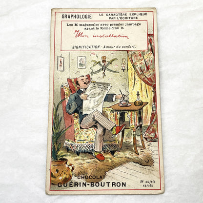 1900s - 3 French Graphology Advertising Cards - Chocolat Guérin-Boutron Collectibles - Vintage Illustrated Trade Cards for Journals