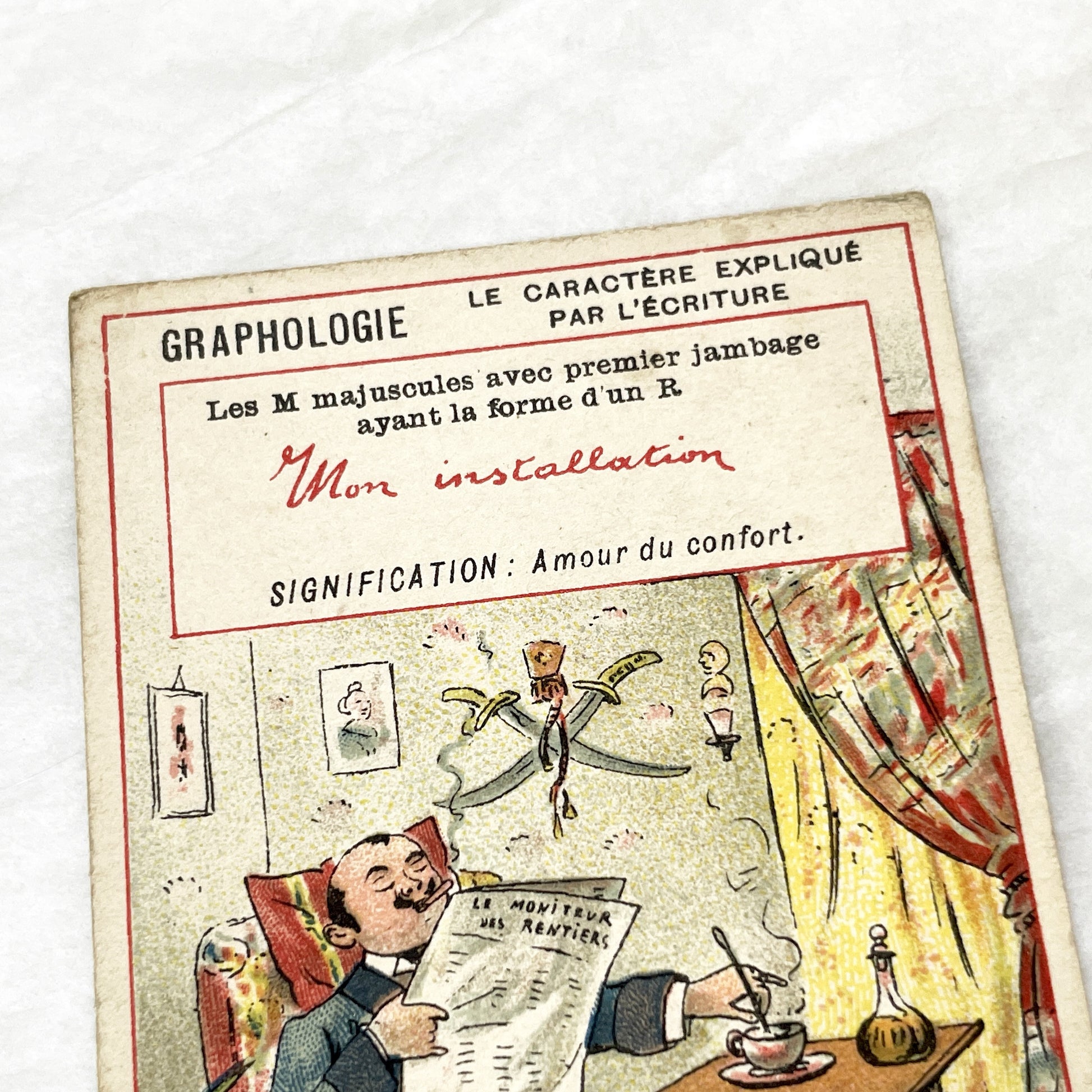 1900s - 3 French Graphology Advertising Cards - Chocolat Guérin-Boutron Collectibles - Vintage Illustrated Trade Cards for Journals