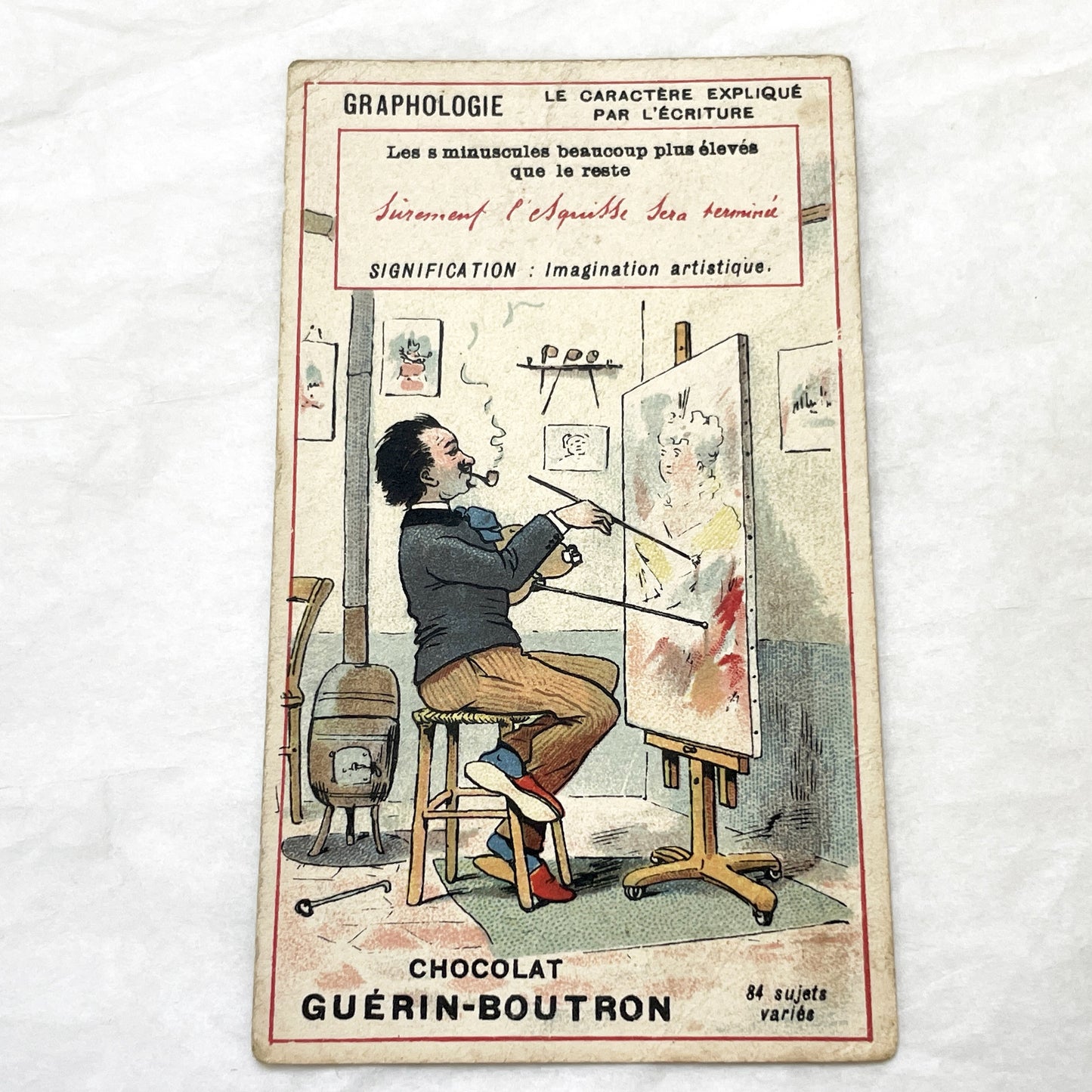 1900s - 3 French Graphology Advertising Cards - Chocolat Guérin-Boutron Collectibles - Vintage Illustrated Trade Cards for Journals