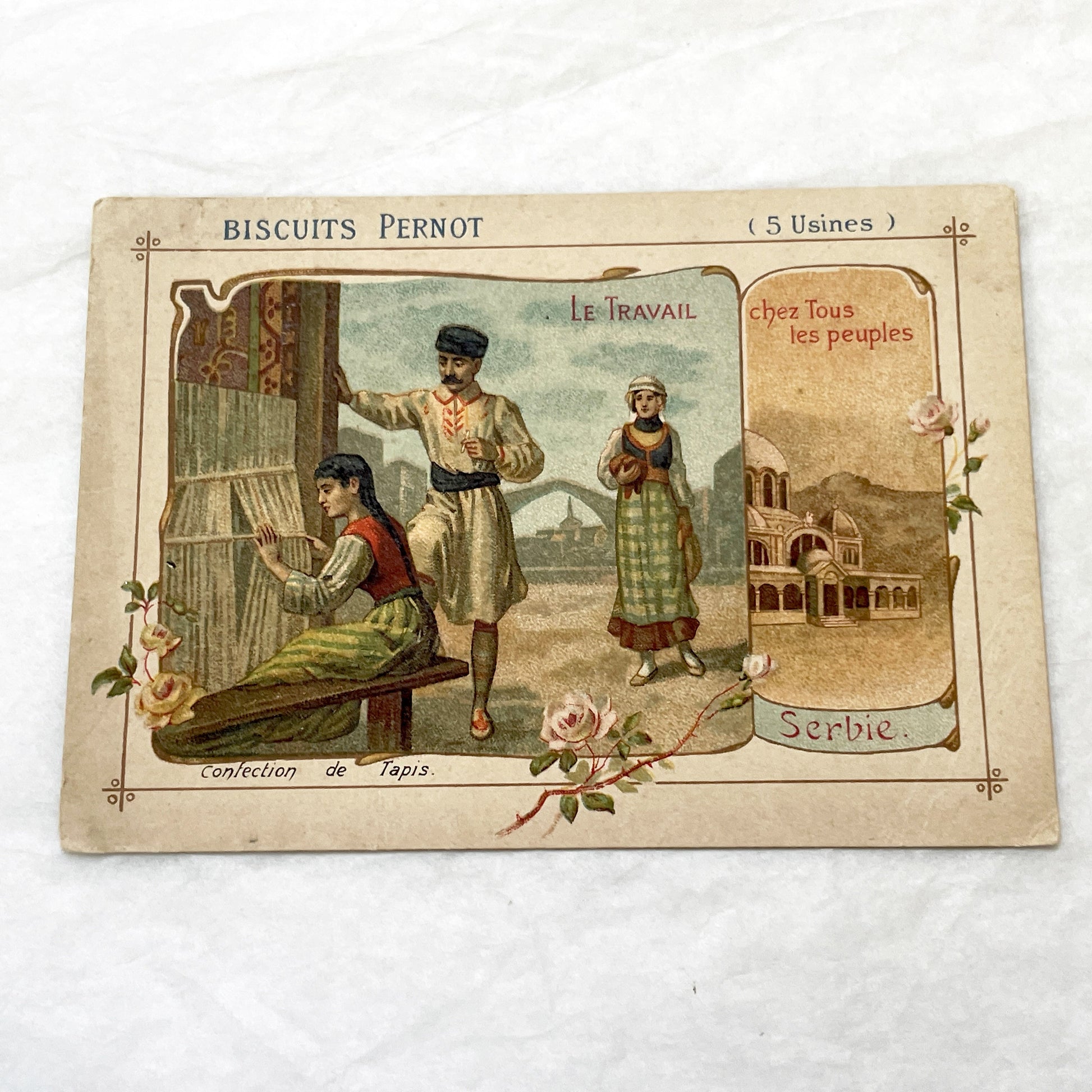 1900s - 3 Biscuits Pernot Trade Cards - World Industries - Canada - Serbia - China - Antique Advertising Ephemera - Collectible French