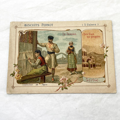 1900s - 3 Biscuits Pernot Trade Cards - World Industries - Canada - Serbia - China - Antique Advertising Ephemera - Collectible French