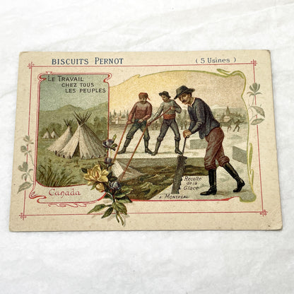 1900s - 3 Biscuits Pernot Trade Cards - World Industries - Canada - Serbia - China - Antique Advertising Ephemera - Collectible French