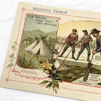 1900s - 3 Biscuits Pernot Trade Cards - World Industries - Canada - Serbia - China - Antique Advertising Ephemera - Collectible French