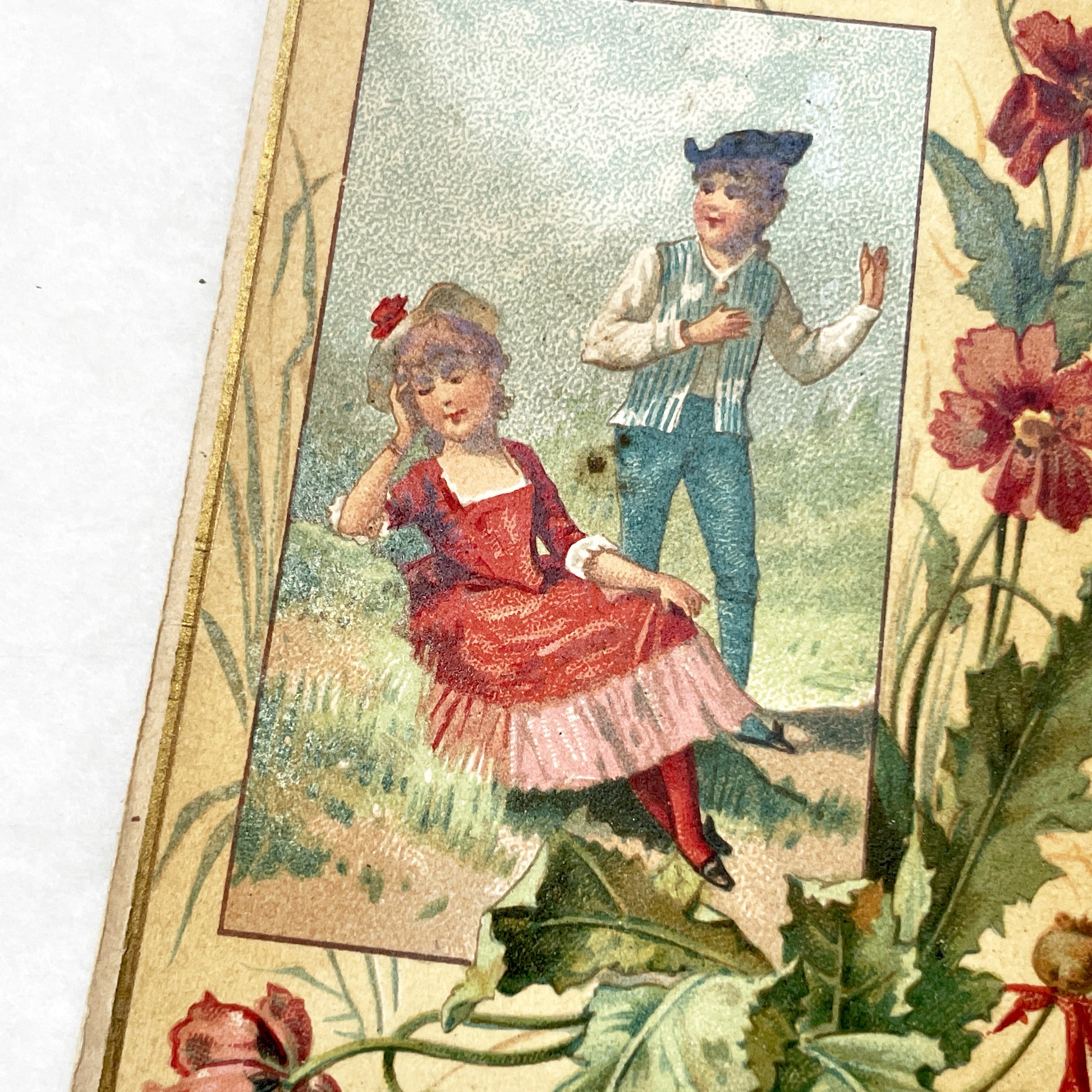 Late 19th - Chocolat Guérin-Boutron French Advertising Chromo Trade Card - Poppies - Antique Botanical Art - Collectible French Ephemera