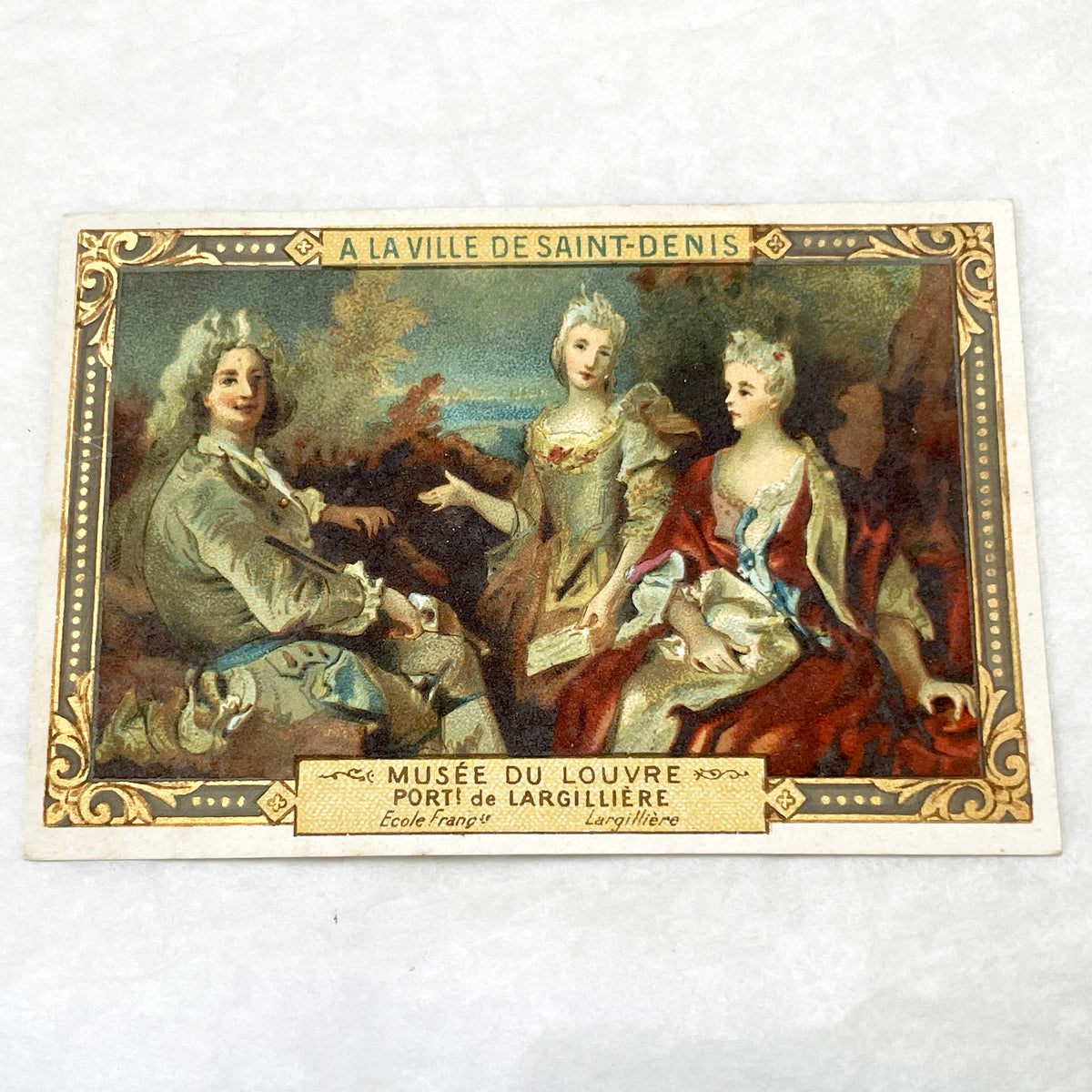 Late 19th - 3 Vintage French Advertising Chromo Cards - Louvre Museum Art Reproductions - A La Ville De Saint-Denis - Collectible Ephemera