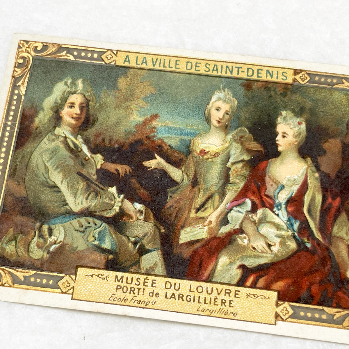 Late 19th - 3 Vintage French Advertising Chromo Cards - Louvre Museum Art Reproductions - A La Ville De Saint-Denis - Collectible Ephemera