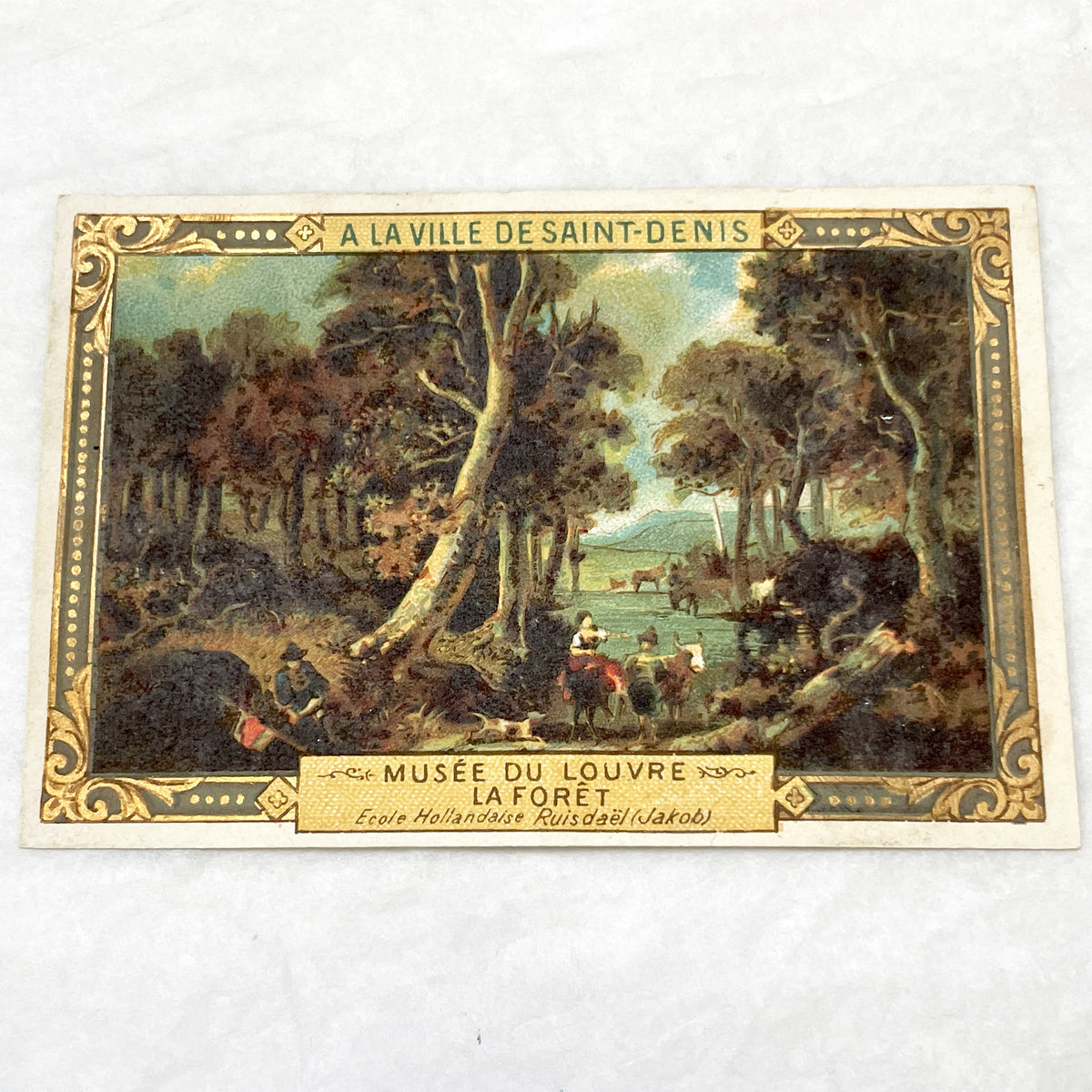Late 19th - 3 Vintage French Advertising Chromo Cards - Louvre Museum Art Reproductions - A La Ville De Saint-Denis - Collectible Ephemera