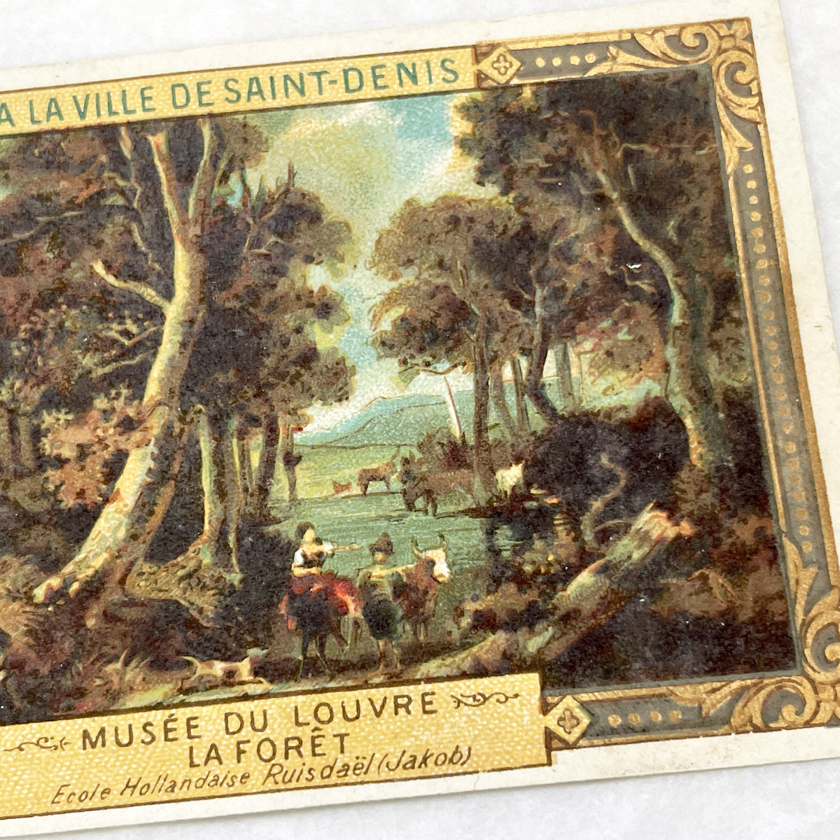 Late 19th - 3 Vintage French Advertising Chromo Cards - Louvre Museum Art Reproductions - A La Ville De Saint-Denis - Collectible Ephemera