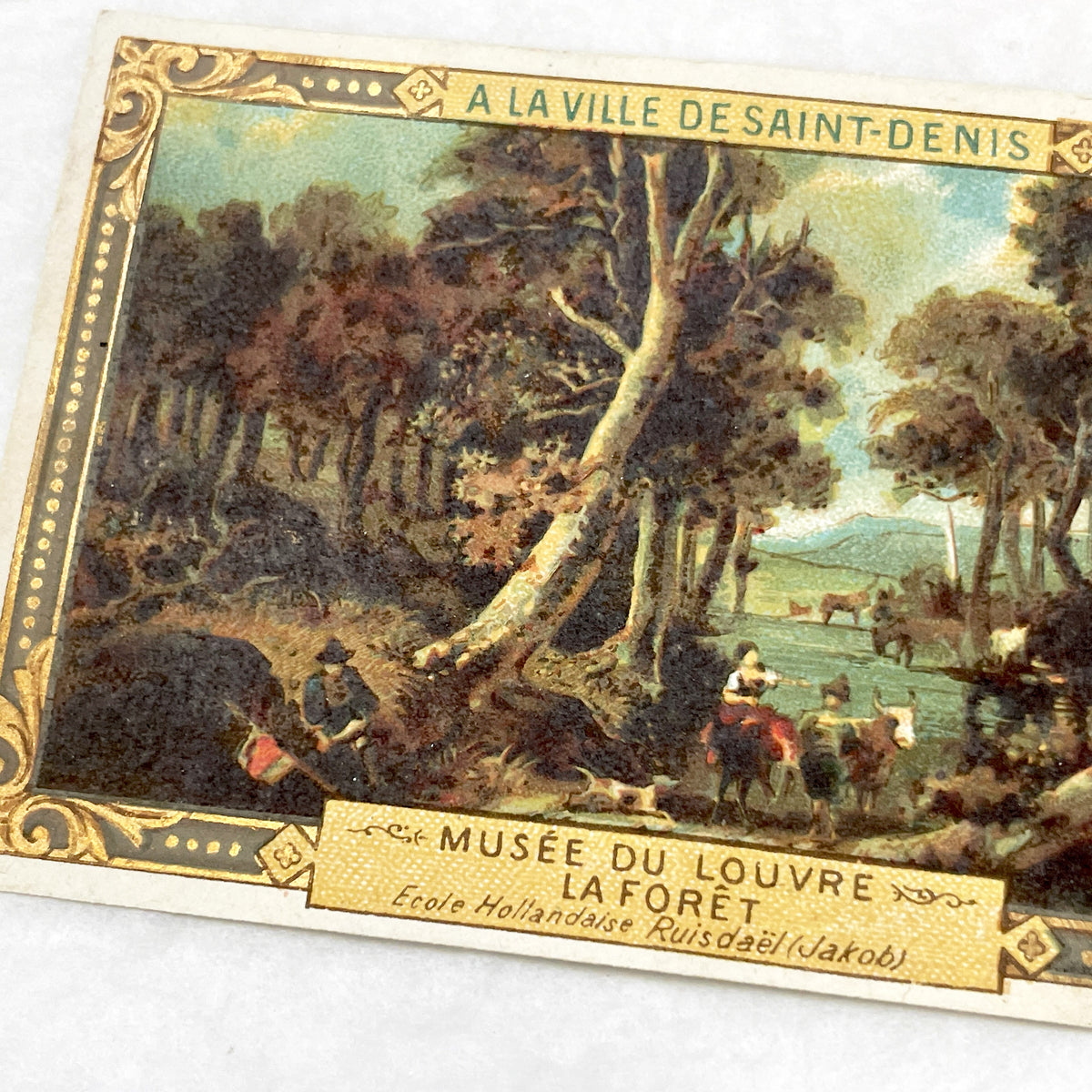 Late 19th - 3 Vintage French Advertising Chromo Cards - Louvre Museum Art Reproductions - A La Ville De Saint-Denis - Collectible Ephemera