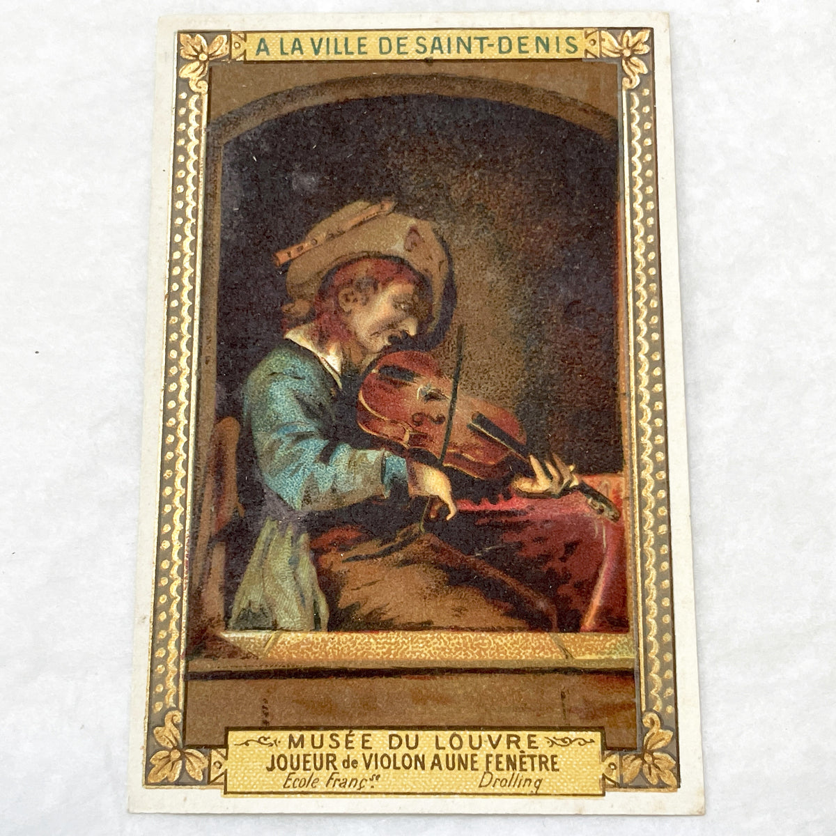 Late 19th - 3 Vintage French Advertising Chromo Cards - Louvre Museum Art Reproductions - A La Ville De Saint-Denis - Collectible Ephemera