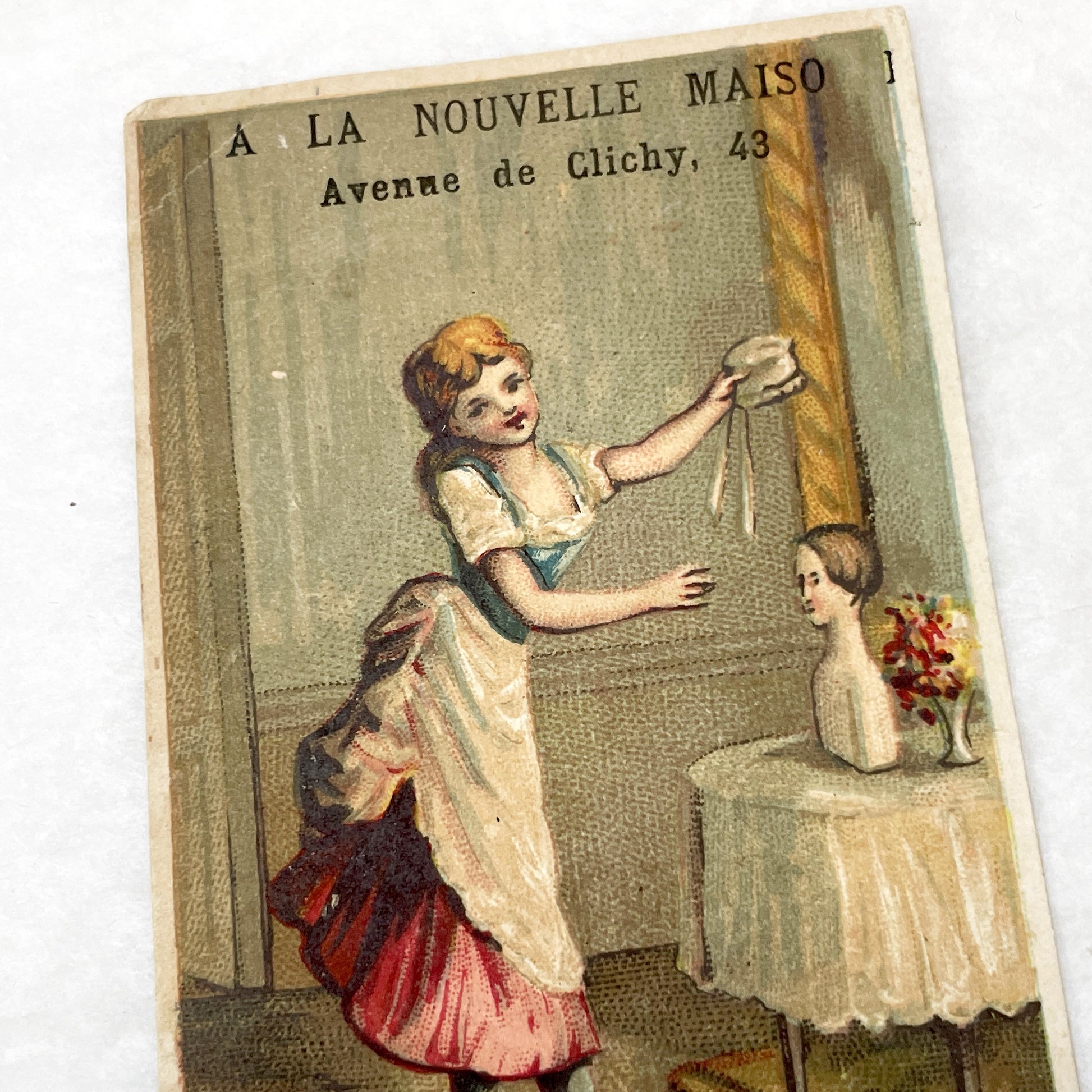 Late 19th - 3 French Advertising Cards with Parisian Trades -  Lingerie - Woodcutter - Carrier - Collectible Ephemera