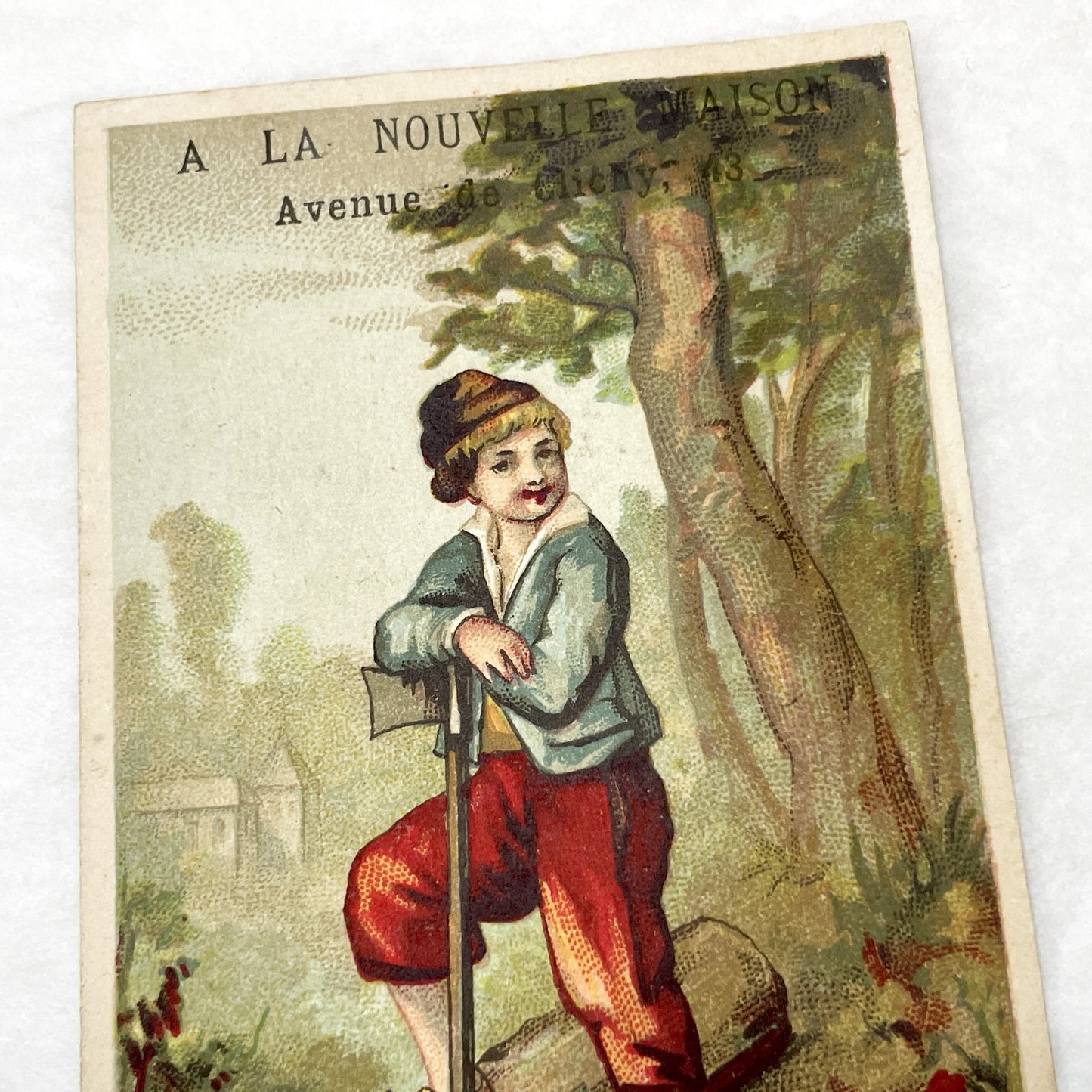 Late 19th - 3 French Advertising Cards with Parisian Trades -  Lingerie - Woodcutter - Carrier - Collectible Ephemera