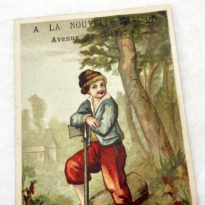 Late 19th - 3 French Advertising Cards with Parisian Trades -  Lingerie - Woodcutter - Carrier - Collectible Ephemera