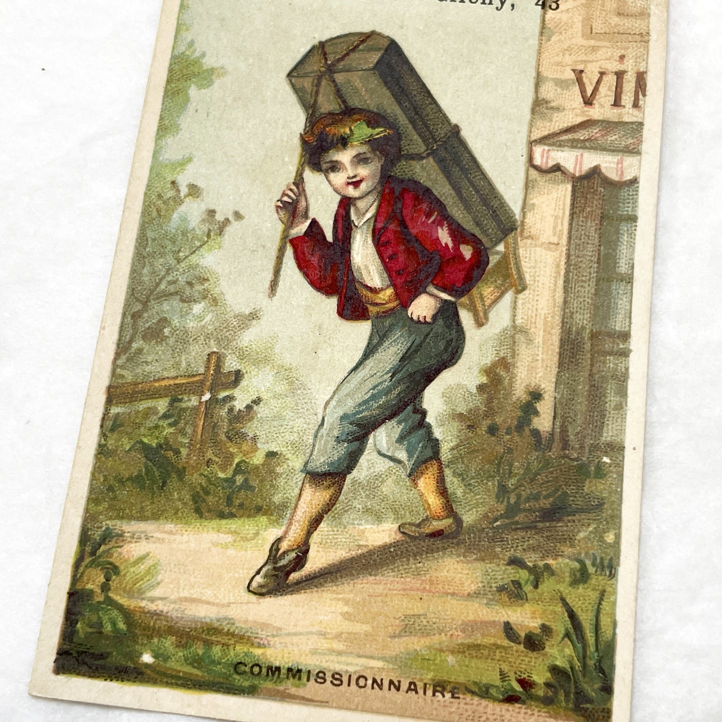 Late 19th - 3 French Advertising Cards with Parisian Trades -  Lingerie - Woodcutter - Carrier - Collectible Ephemera
