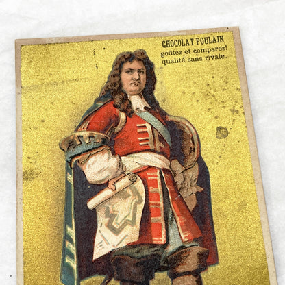 Late 19th - 3 Chocolat Poulain French Advertising Cards - Historical Figures - Vauban Lavoisier De Lesseps - Vintage Ephemera Collectibles