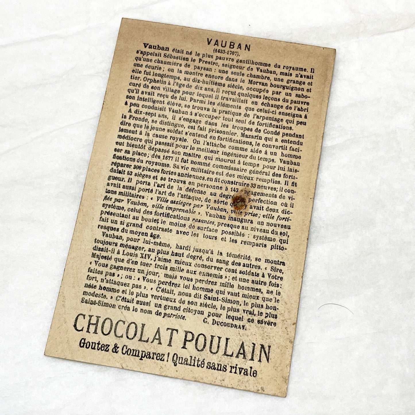 Late 19th - 3 Chocolat Poulain French Advertising Cards - Historical Figures - Vauban Lavoisier De Lesseps - Vintage Ephemera Collectibles