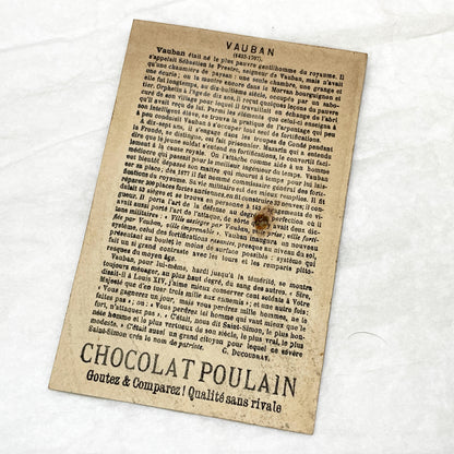 Late 19th - 3 Chocolat Poulain French Advertising Cards - Historical Figures - Vauban Lavoisier De Lesseps - Vintage Ephemera Collectibles