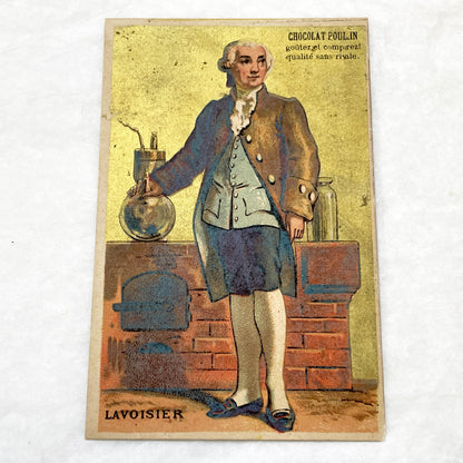 Late 19th - 3 Chocolat Poulain French Advertising Cards - Historical Figures - Vauban Lavoisier De Lesseps - Vintage Ephemera Collectibles