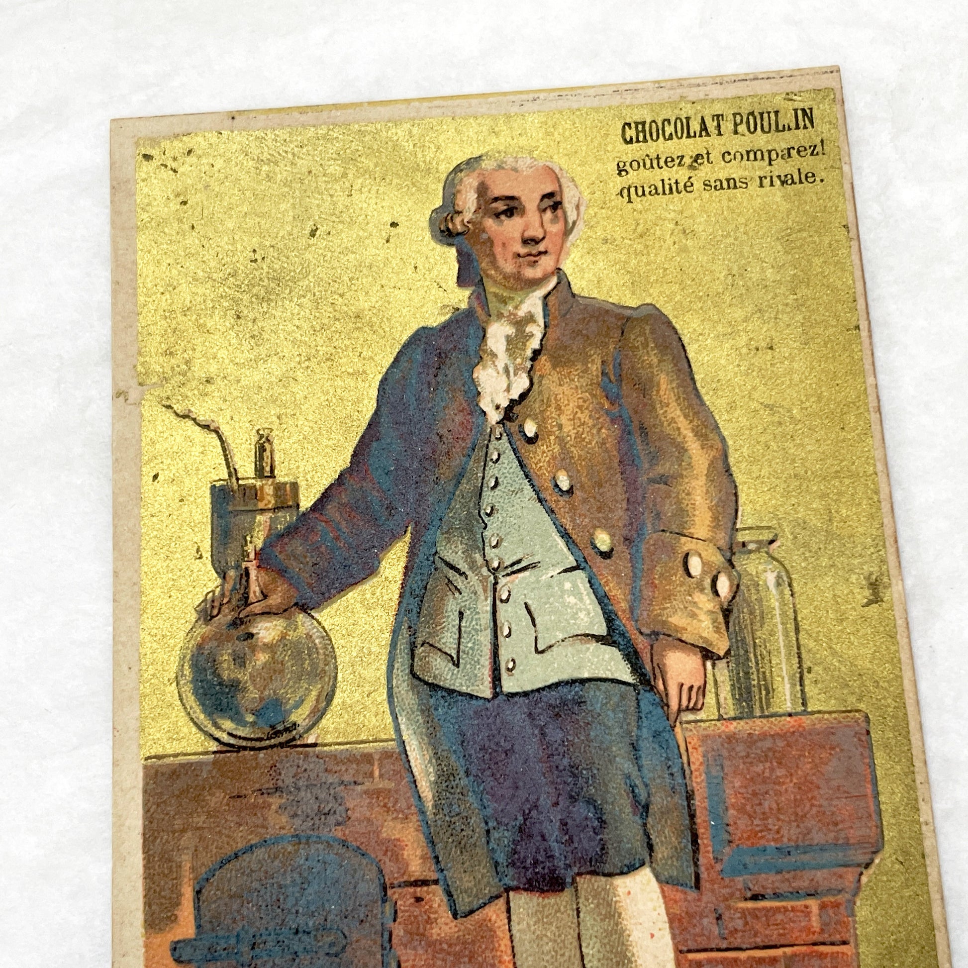 Late 19th - 3 Chocolat Poulain French Advertising Cards - Historical Figures - Vauban Lavoisier De Lesseps - Vintage Ephemera Collectibles