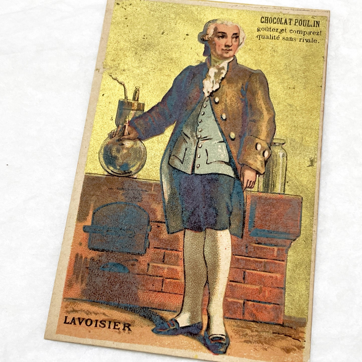 Late 19th - 3 Chocolat Poulain French Advertising Cards - Historical Figures - Vauban Lavoisier De Lesseps - Vintage Ephemera Collectibles