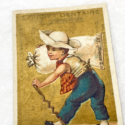 Late 19th - 2 French Dental Practice Trade Cards - Children's Riddles - Vintage Advertising Ephemera - L. Feindel Dentist