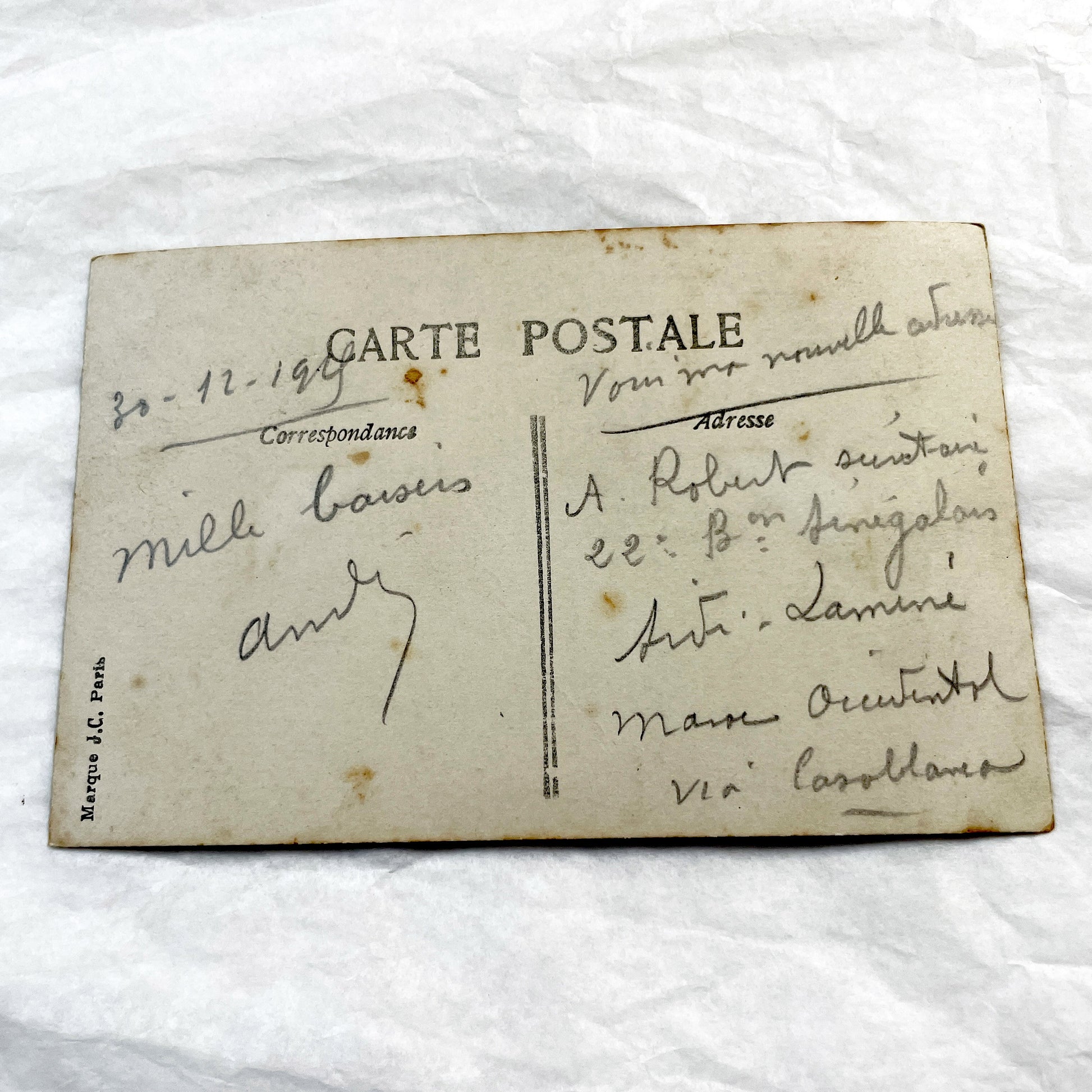 1910s - French Postcard Little Girl Candy Shop Paris Hand-Tinted Sepia Photo - Vintage New Year Greeting Card Ephemera Collectible