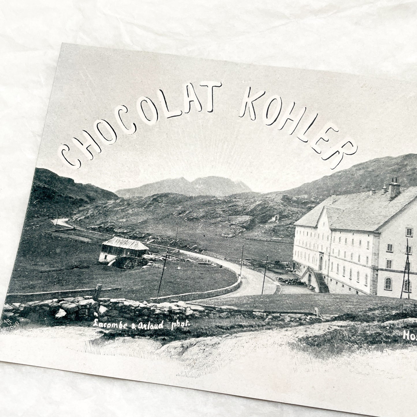 1900s - Vintage Chocolat Kohler Advertising Postcard - Simplon Hospice Swiss Alps - Historic European Chocolate Ad Ephemera