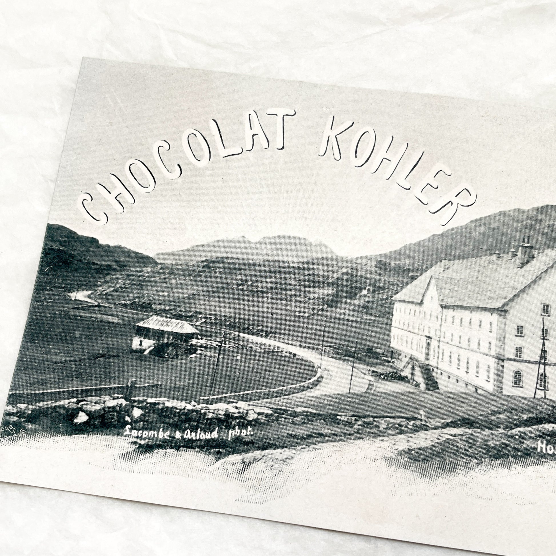 1900s - Vintage Chocolat Kohler Advertising Postcard - Simplon Hospice Swiss Alps - Historic European Chocolate Ad Ephemera