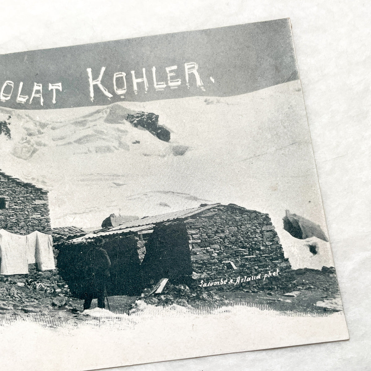 1900s - Vintage Postcard - Chocolat Kohler Advertisement - Alpine Mountain Refuge Scene - Theodul Pass - Historical Ephemera Collectible