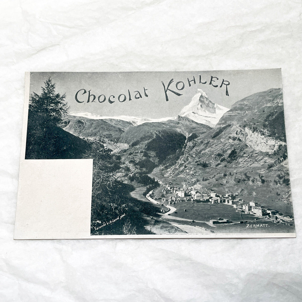 1910s - Vintage Swiss Postcard Matterhorn Zermatt View - Chocolat Kohler Advertising Ephemera - Alps Mountain Travel - Collectible