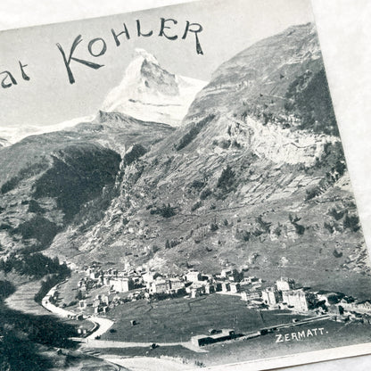 1910s - Vintage Swiss Postcard Matterhorn Zermatt View - Chocolat Kohler Advertising Ephemera - Alps Mountain Travel - Collectible