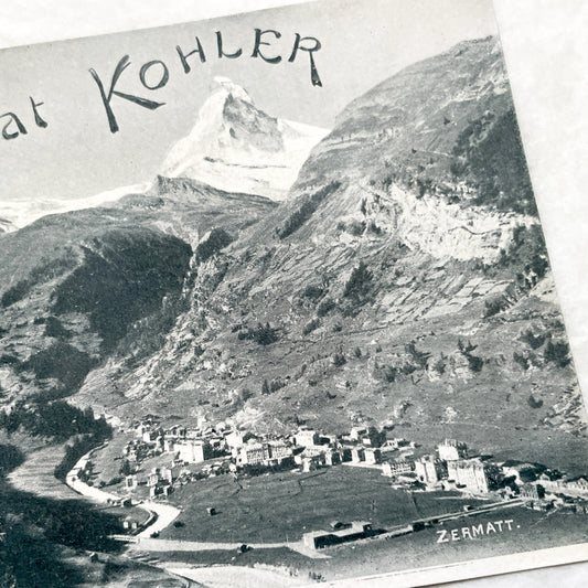 1910s - Vintage Swiss Postcard Matterhorn Zermatt View - Chocolat Kohler Advertising Ephemera - Alps Mountain Travel - Collectible
