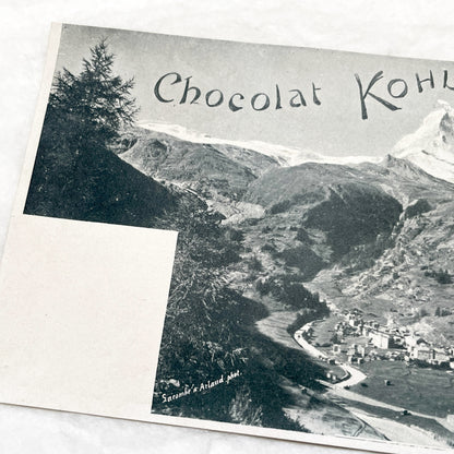 1910s - Vintage Swiss Postcard Matterhorn Zermatt View - Chocolat Kohler Advertising Ephemera - Alps Mountain Travel - Collectible