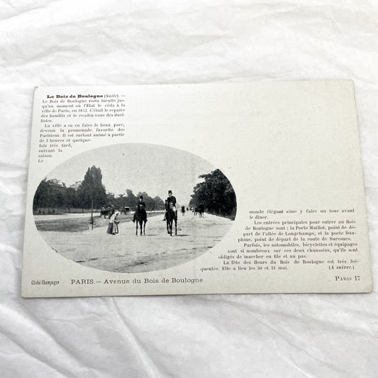1900s - Vintage Photo Print - Bois de Boulogne Avenue - Paris - Horseback Riders - Elegant Promenade - French History