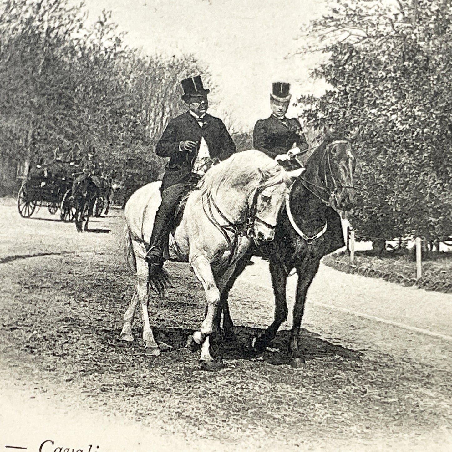 1900s - Vintage Parisian Postcard - Bois De Boulogne Horse Riders - Elegant Paris Life Scene - French Historic Ephemera - Collectible
