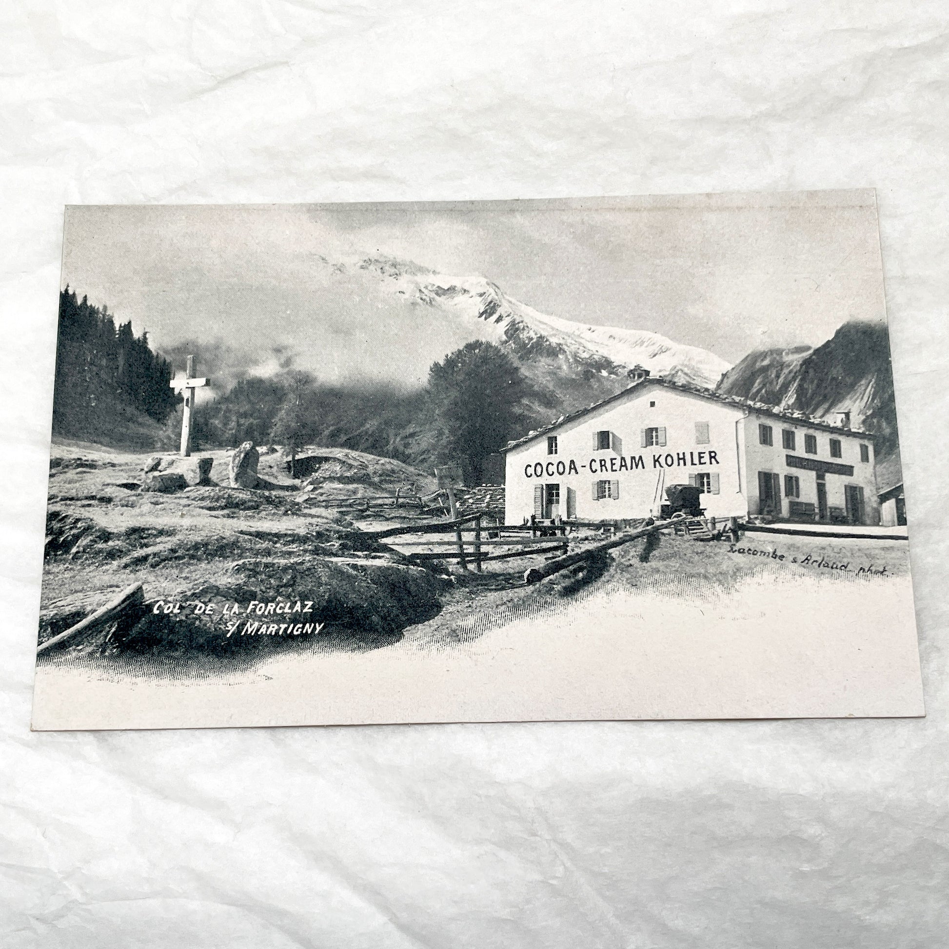 1900s - Vintage Postcard - Swiss Alps - Col de la Forclaz - Martigny - Kohler Cocoa Cream Building - Historic Travel Souvenir