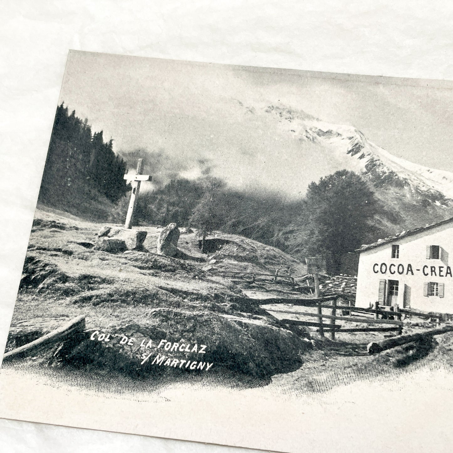 1900s - Vintage Postcard - Swiss Alps - Col de la Forclaz - Martigny - Kohler Cocoa Cream Building - Historic Travel Souvenir