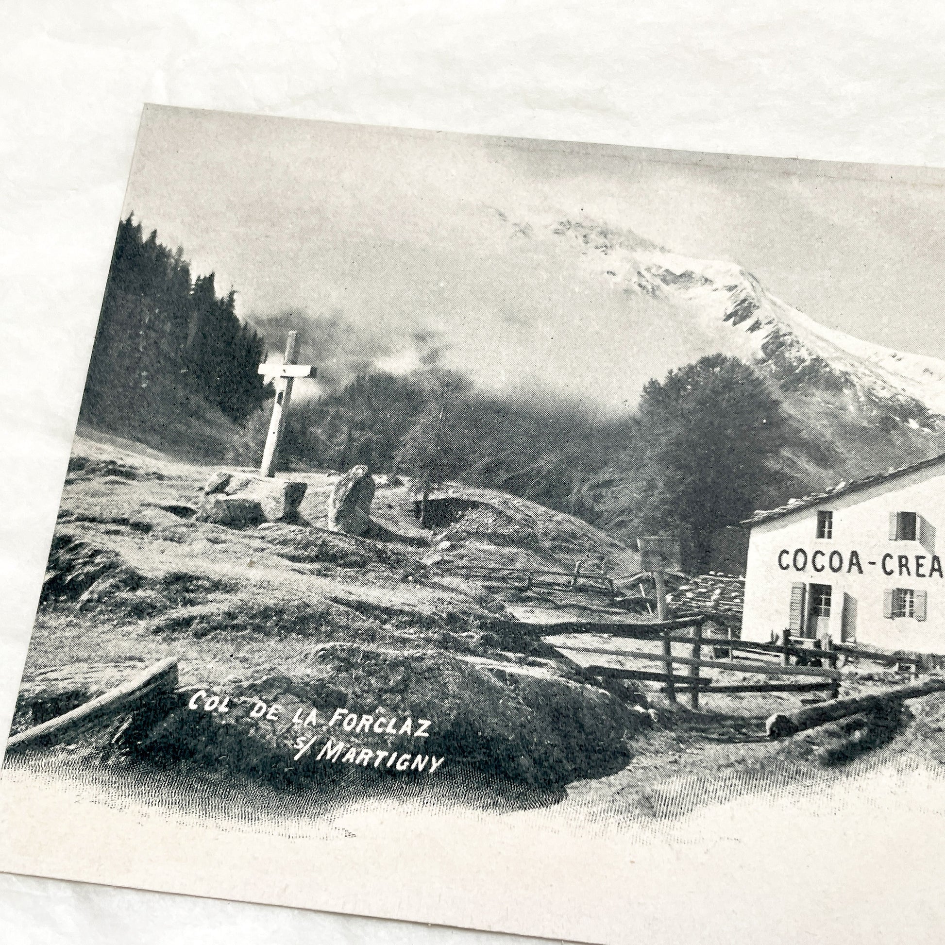 1900s - Vintage Postcard - Swiss Alps - Col de la Forclaz - Martigny - Kohler Cocoa Cream Building - Historic Travel Souvenir