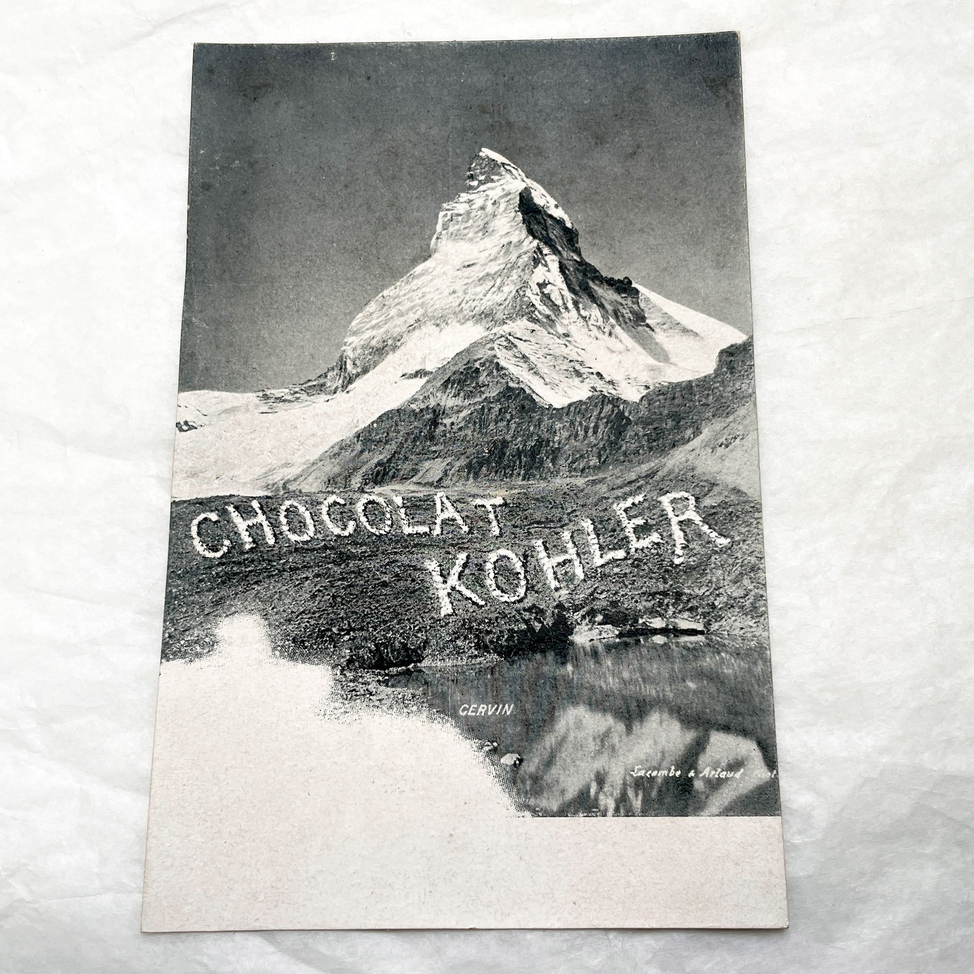 1900s - Vintage Postcard - Iconic Swiss Matterhorn Mountain - Chocolat Kohler Advertising - European Alps Scenery - Collectible Ephemera