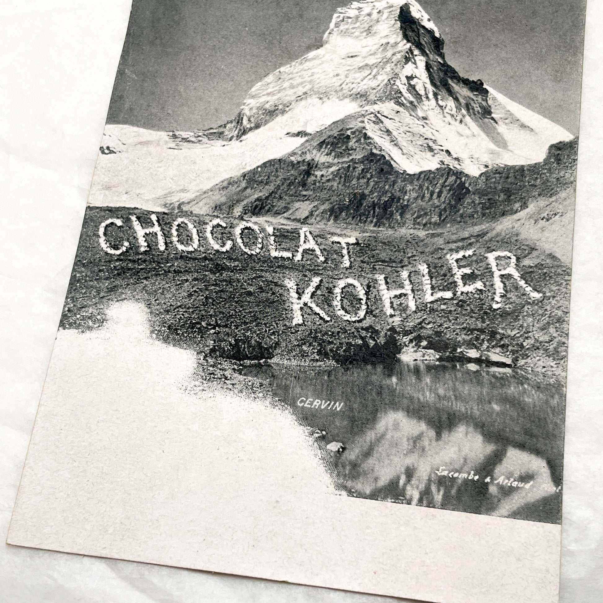 1900s - Vintage Postcard - Iconic Swiss Matterhorn Mountain - Chocolat Kohler Advertising - European Alps Scenery - Collectible Ephemera