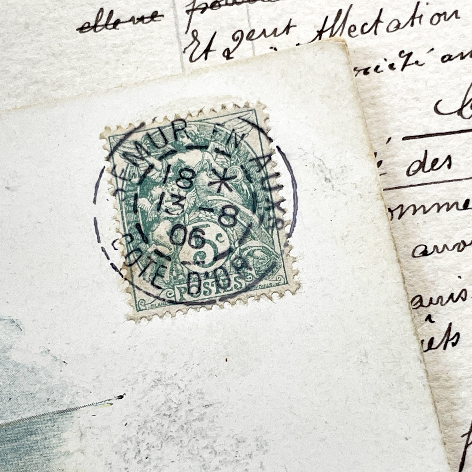 1900s - Antique French Postcard “Douce Pensée” – Sailboat & Flowers, Early 1900s Embossed Romantic Card