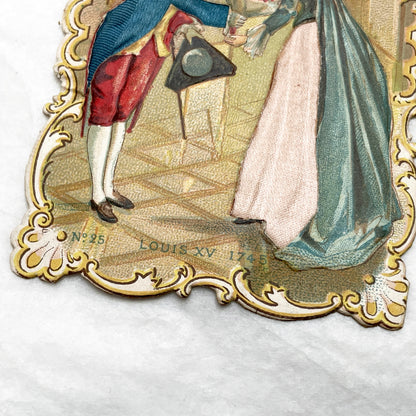 Late 19th - Historical French Nobility Chromo Print - Rococo Art - Romantic Courtship Scene - Man Offering Flowers - Louis XV Era