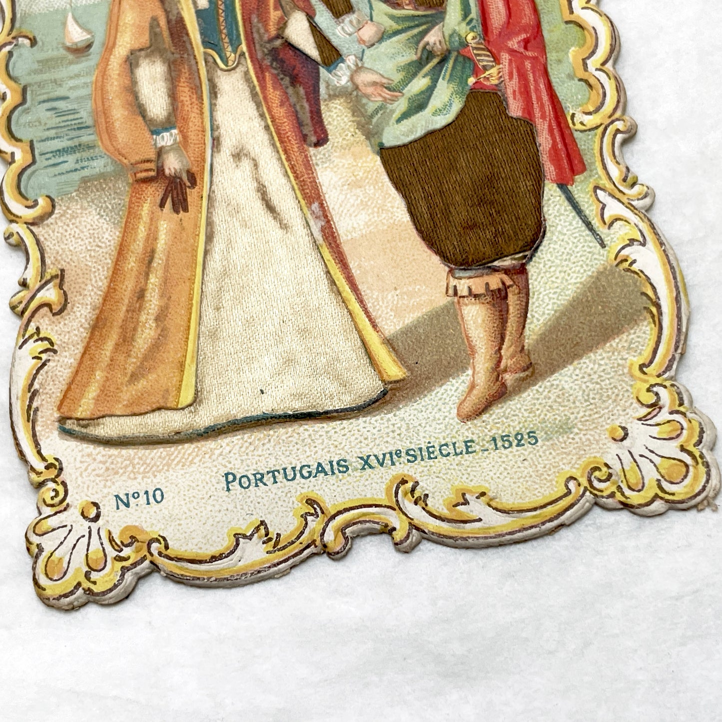 Late 19th - Portuguese 16th Century Costume Chromo Card No. 10 - Historical Fashion Illustration - Vintage Collectible Ephemera