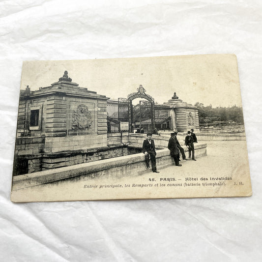 1900s - Vintage Postcard - Paris Hôtel des Invalides Main Entrance - Historic Remparts Cannons - Napoleonic French Landmark View