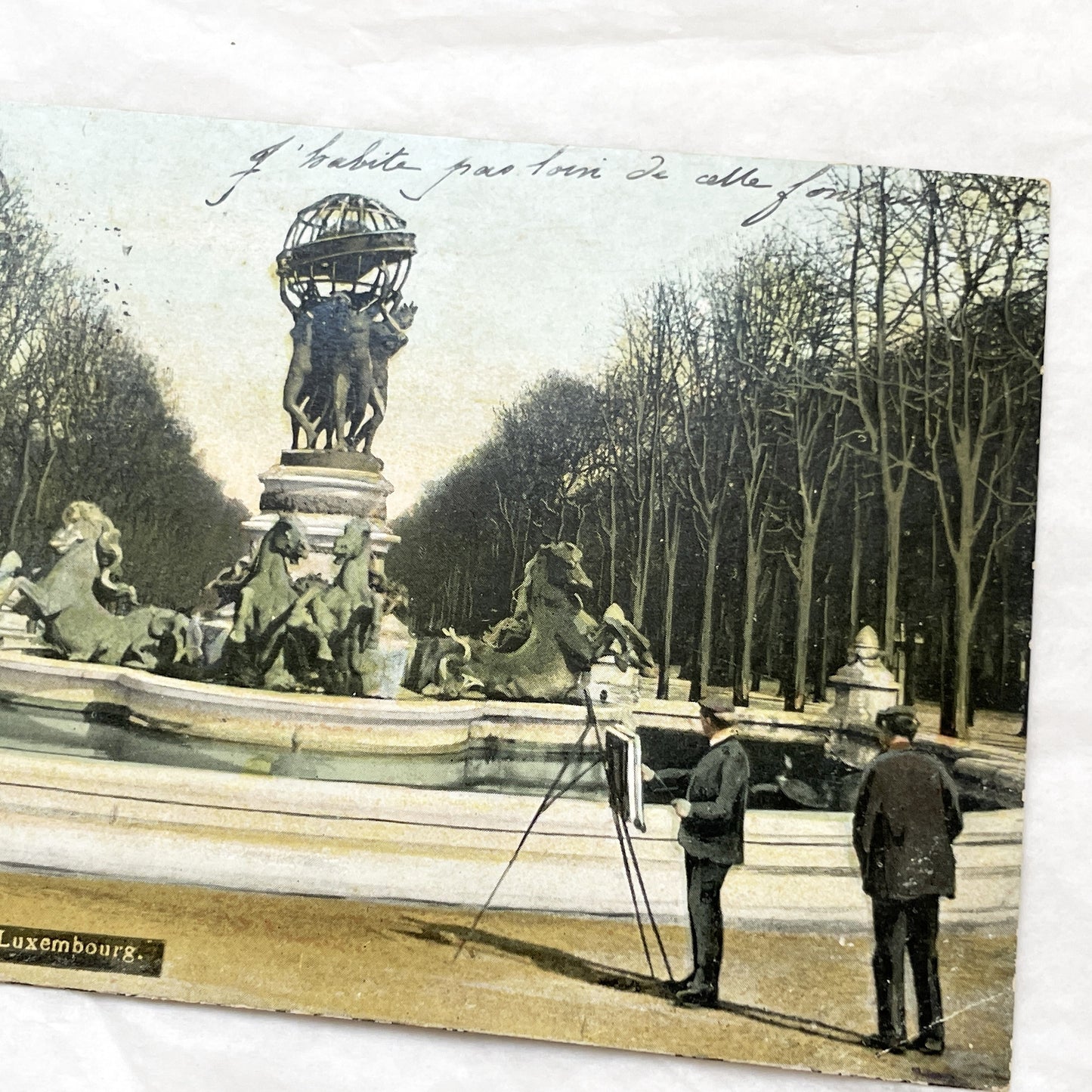 1900s - Hand-Colored Parisian Carpeaux Fountain Vintage Postcard - Luxembourg Gardens - Historic Paris Landmark Art Piece