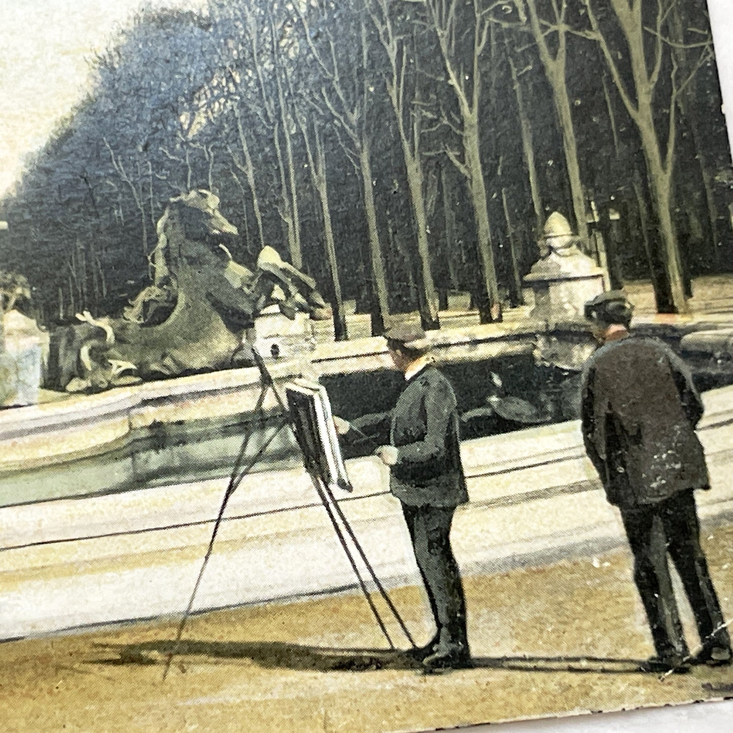 1900s - Hand-Colored Parisian Carpeaux Fountain Vintage Postcard - Luxembourg Gardens - Historic Paris Landmark Art Piece