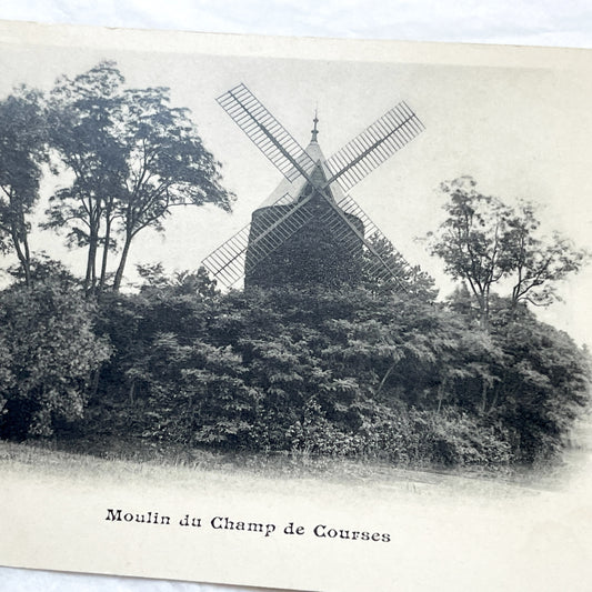 1910s - Historic Paris Postcard - Moulin Du Champ De Courses Windmill - Auteuil Racetrack - Vintage French Ephemera - Collectible Card