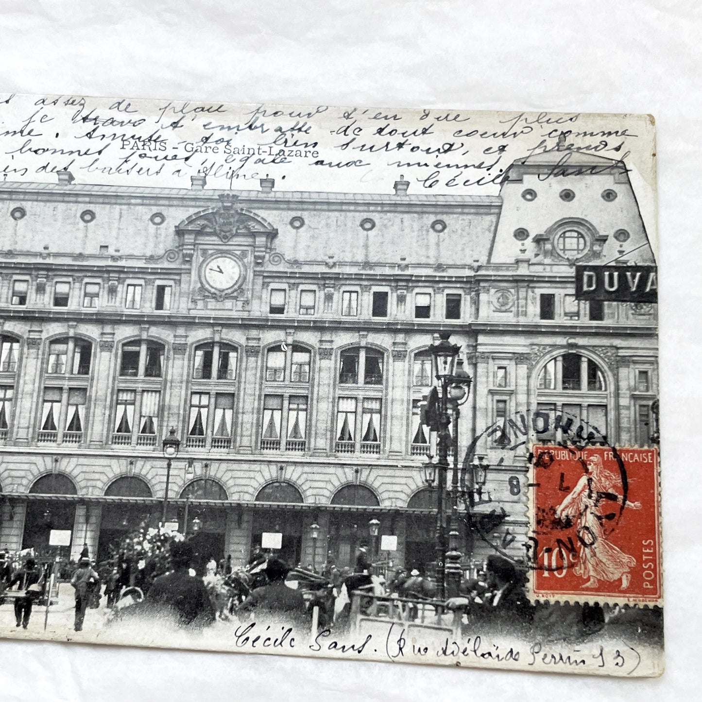 1900s - Vintage Paris Gare Saint-Lazare Postcard - Antique French Railway Station View - Historical Cityscape - Handwritten Letter 